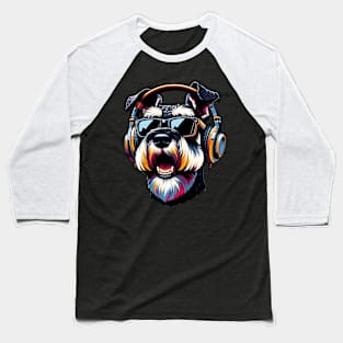 Giant Schnauzer Smiling DJ with Energetic Rhythm Baseball T-Shirt